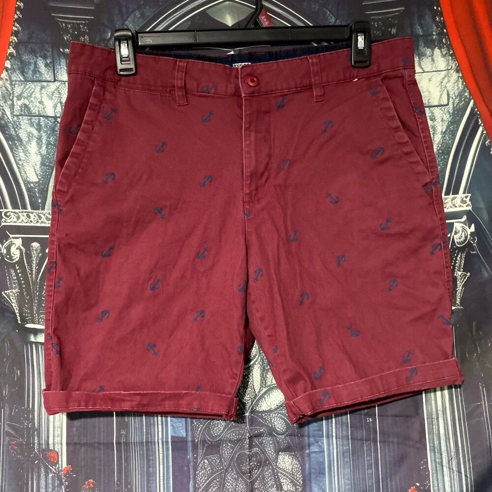 Rugby University Chino Shorts Men's 36 Red Summer Vacation Outdoor Beach Stretch